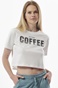 BODY ACTION-Γυναικείο cropped t-shirt BODY ACTION 051325-01 λευκό