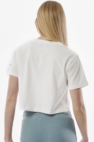 BODY ACTION-Γυναικείο cropped t-shirt BODY ACTION 051325-01 λευκό