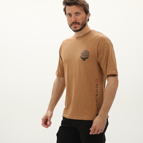 BATTERY-Ανδρικό t-shirt BATTERY 21241008 καφέ
