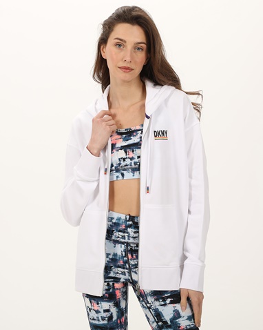 DKNY JEANS-Γυναικεία φούτερ ζακέτα DKNY DP3J9382 λευκή
