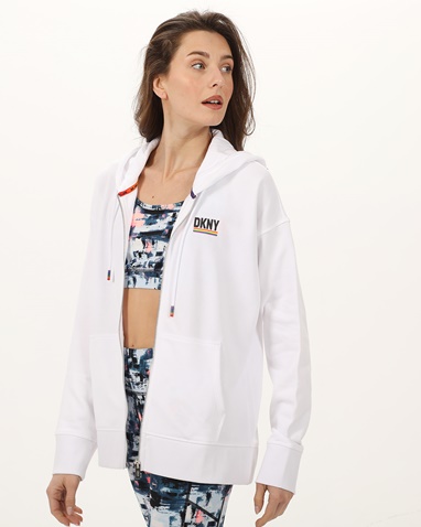 DKNY JEANS-Γυναικεία φούτερ ζακέτα DKNY DP3J9382 λευκή