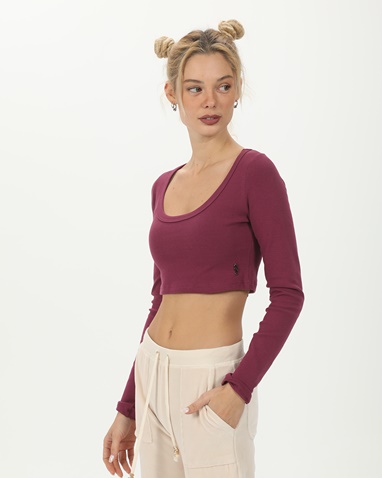 SUGARFREE-Γυναικείο cropped top SUGARFREE 23832080 μπορντο