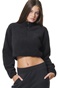 BODY ACTION-Γυναικείο cropped sherpa φούτερ BODY ACTION  061431-01 μαύρο