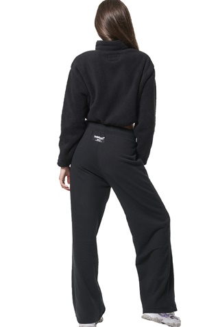 BODY ACTION-Γυναικείο cropped sherpa φούτερ BODY ACTION  061431-01 μαύρο