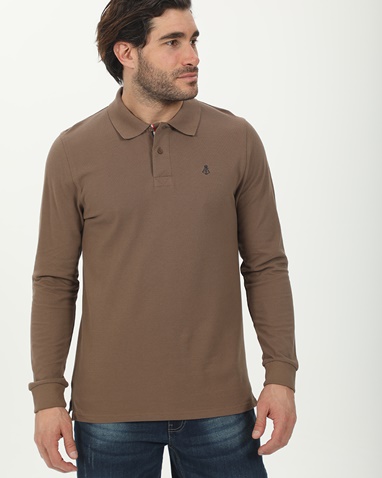 EXPLORER-Ανδρική polo μπλούζα EXPLORER 2411102044 καφέ