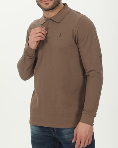 EXPLORER-Ανδρική polo μπλούζα EXPLORER 2411102044 καφέ