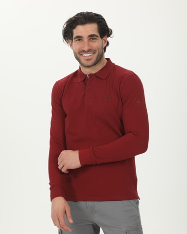 EXPLORER-Ανδρική polo μπλούζα EXPLORER 2411102044 μπορντό