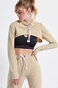 BODYTALK-Γυναικεία cropped φούτερ μπλούζα BODYTALK 1212-909925 μπεζ