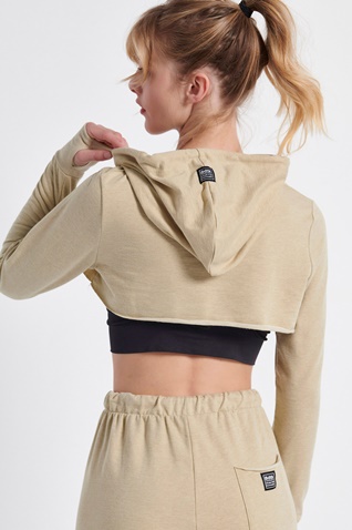 BODYTALK-Γυναικεία cropped φούτερ μπλούζα BODYTALK 1212-909925 μπεζ