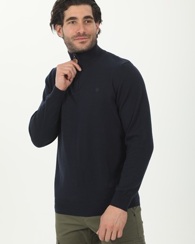 MARTIN & CO-Ανδρική πλεκτή μπλούζα MARTIN & CO 224-72-9043 ναυτικό μπλε