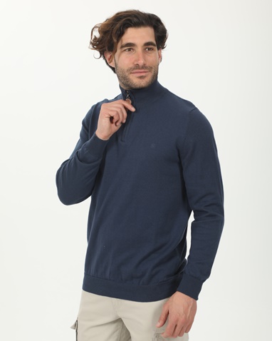 MARTIN & CO-Ανδρική πλεκτή μπλούζα MARTIN & CO 224-72-9044 μπλε
