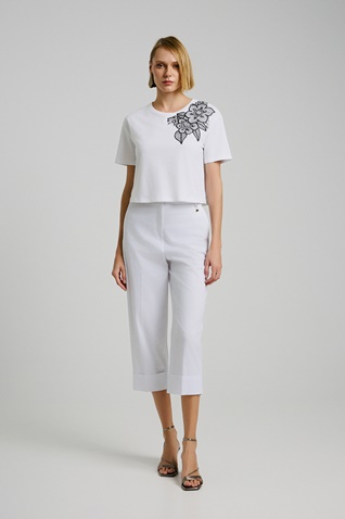 BILL COST-Γυναικείο cropped παντελόνι BILL COST 10-060790-0 λευκό 