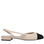 ΚΑΛΟΓΗΡΟΥ-Γυναικεία flat slingback ΚΑΛΟΓΗΡΟΥ ΑΣΛΕΥ LEA GRO μπεζ μαύρο 