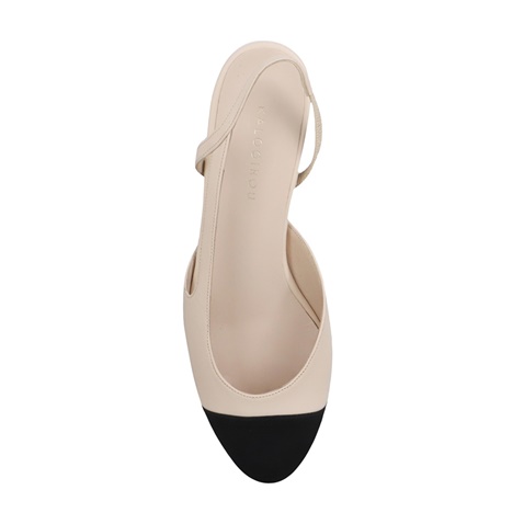 ΚΑΛΟΓΗΡΟΥ-Γυναικεία flat slingback ΚΑΛΟΓΗΡΟΥ ΑΣΛΕΥ LEA GRO μπεζ μαύρο 