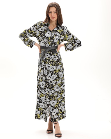 ATTRATTIVO-Γυναικείο maxi σεμιζιέ φόρεμα ATTRATTIVO 9917987 μαύρο floral