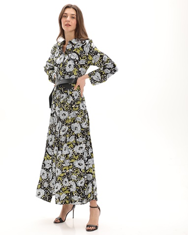 ATTRATTIVO-Γυναικείο maxi σεμιζιέ φόρεμα ATTRATTIVO 9917987 μαύρο floral