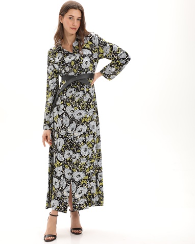 ATTRATTIVO-Γυναικείο maxi σεμιζιέ φόρεμα ATTRATTIVO 9917987 μαύρο floral