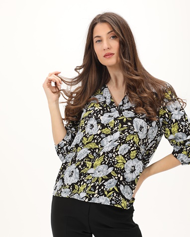 ATTRATTIVO-Γυναικεία tunic ATTRATTIVO 9917988 μαύρη floral