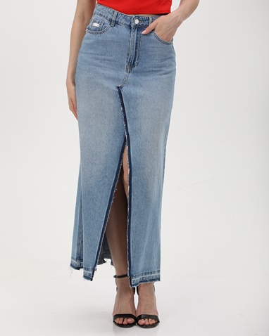 ATTRATTIVO-Γυναικεία maxi jean φούστα ATTRATTIVO 9918481 γαλάζια