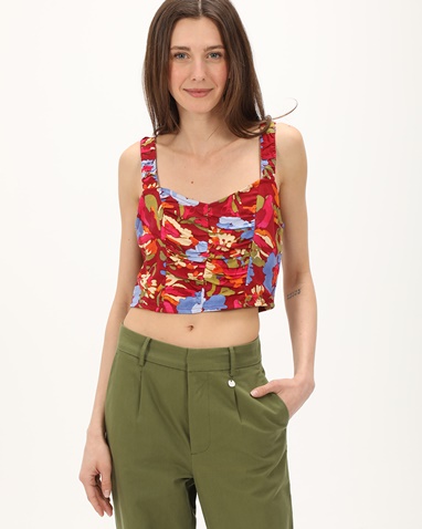 ATTRATTIVO-Γυναικείο cropped top ATTRATTIVO 9919128 κόκκινο floral