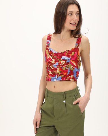 ATTRATTIVO-Γυναικείο cropped top ATTRATTIVO 9919128 κόκκινο floral