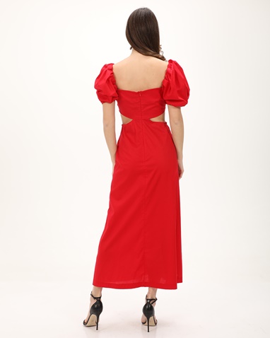ATTRATTIVO-Γυναικείο cut out maxi φόρεμα ATTRATTIVO 9919602 κόκκινο