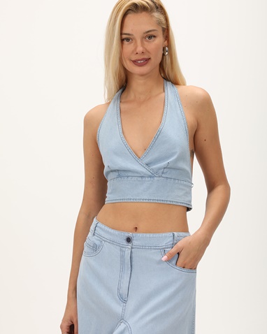 'ALE-Γυναικείο cropped top 'ALE 81253424 γαλάζιο