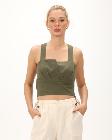 'ALE-Γυναικείο cropped top 'ALE 81311416 χακί