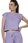 BODY ACTION-Γυναικείο πετσετέ cropped top BODY ACTION 041514-01 μοβ