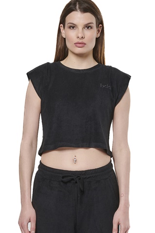 BODY ACTION-Γυναικείο πετσετέ cropped top BODY ACTION 041514-01 μαύρο