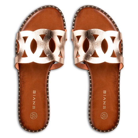 ENVIE -Γυναικεία flat σανδάλια ENVIE E96-19010 χρυσά
