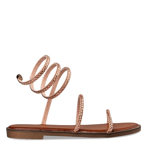 ENVIE -Γυναικεία flat σανδάλια ENVIE E96-19015 ροζ χρυσά