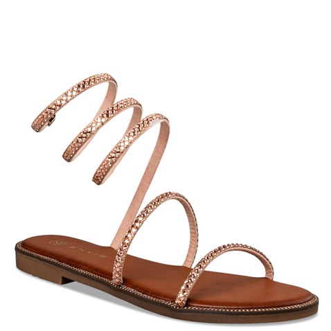 ENVIE -Γυναικεία flat σανδάλια ENVIE E96-19015 ροζ χρυσά