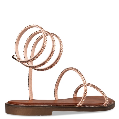 ENVIE -Γυναικεία flat σανδάλια ENVIE E96-19015 ροζ χρυσά