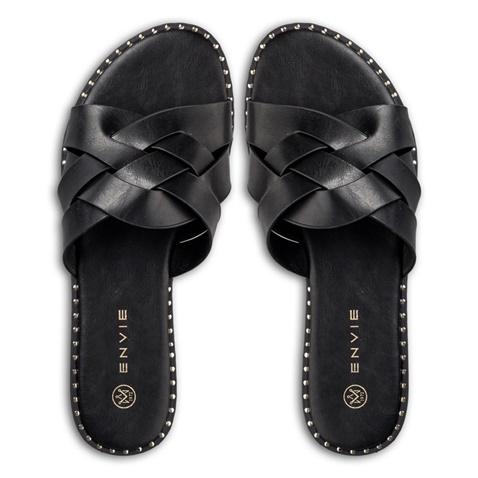 ENVIE -Γυναικεία flat σανδάλια ENVIE E96-19024 μαύρα