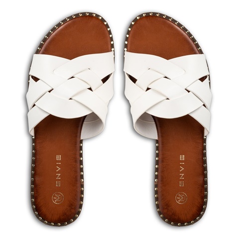 ENVIE -Γυναικεία flat σανδάλια ENVIE E96-19024 λευκά
