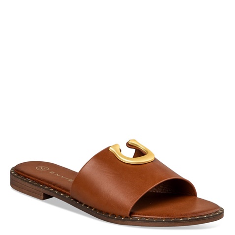 ENVIE -Γυναικεία flat σανδάλια ENVIE E96-19036 καφέ