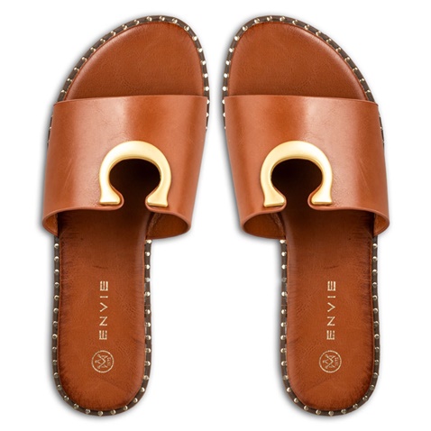 ENVIE -Γυναικεία flat σανδάλια ENVIE E96-19036 καφέ