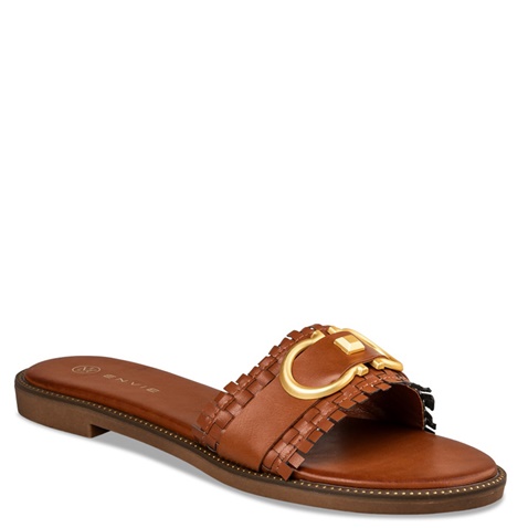 ENVIE -Γυναικεία flat σανδάλια ENVIE E96-19054 καφέ