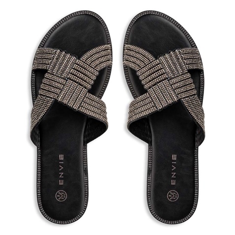 ENVIE -Γυναικεία flat σανδάλια ENVIE E96-19076 μαύρα