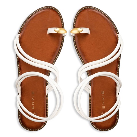 ENVIE -Γυναικεία flat σανδάλια ENVIE E96-19080 λευκά