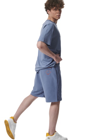 BODY ACTION-Ανδρικό t-shirt BODY ACTION 053423-01 μπλε