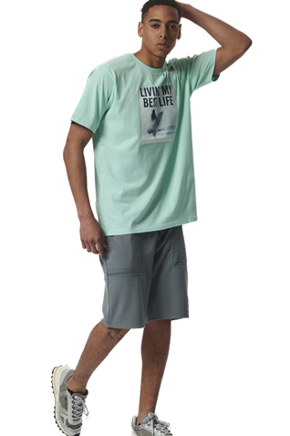 BODY ACTION-Ανδρικό t-shirt BODY ACTION 053431-01 πράσινο