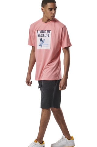 BODY ACTION-Ανδρικό t-shirt BODY ACTION 053431-01 ροζ