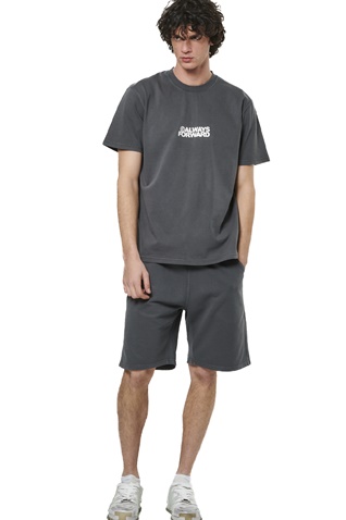 BODY ACTION-Ανδρικό t-shirt BODY ACTION 053522-01 ανθρακί