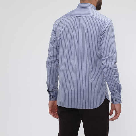 NAVY & GREEN-Ανδρικό πουκάμισο NAVY & GREEN COMFORT FIT ριγέ μπλε