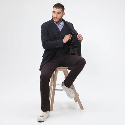 NAVY & GREEN-Ανδρικό πουκάμισο NAVY & GREEN COMFORT FIT ριγέ μπλε