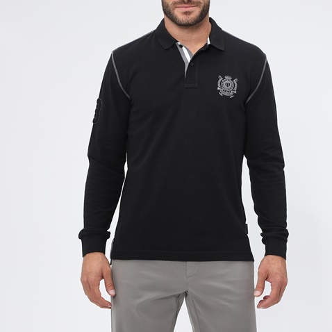 NAVY & GREEN-Ανδρική polo μπλούζα NAVY & GREEN μαύρη