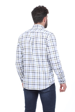 NAVY & GREEN-Ανδρικό πουκάμισο NAVY & GREEN COMFORT FIT μπλε μπορντό