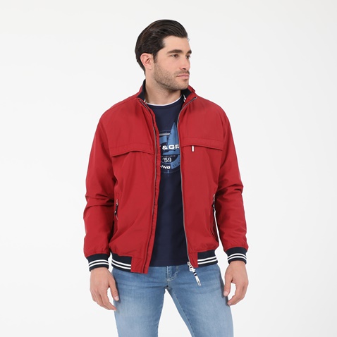 NAVY & GREEN-Ανδρικό city bomber jacket NAVY & GREEN κόκκινο